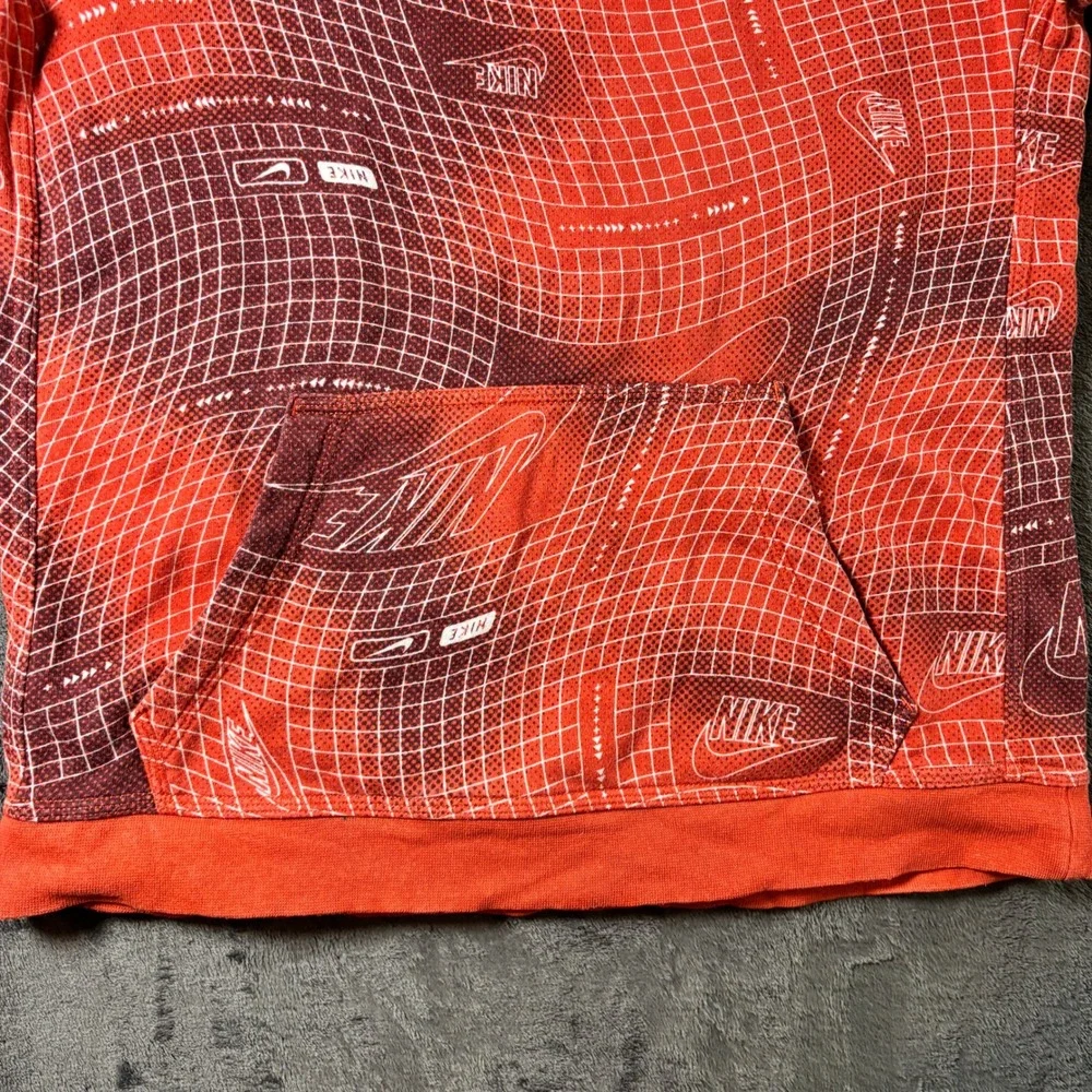 Nike Kids XL Orange Grid Warp All Over Print‎ Pullover Hoodie Swoosh Logo
